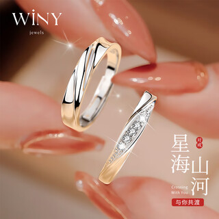 The only (winy) couple ring 925 silver pair of rings, wedding rings, a man and a woman proposing to express their love, birthday gifts for girlfriends and wives, and sharing the love ring.
