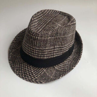 Userjoy hat men's new autumn and winter woolen plaid hat for middle-aged and elderly people thickened and warm middle-aged elderly gentleman hat for women woolen plaid hat-coffee