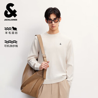 Jack&jones men's autumn knitted sweater solid color fitted wool blend machine washable long-sleeved top 225324003