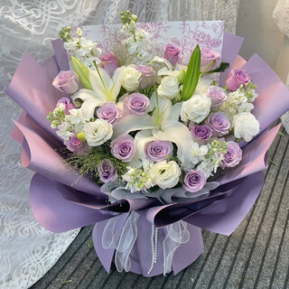 Eswina flower express rose mix and match bouquet birthday gift delivered to flower shops in the same city nationwide twilight zixia purple rose lily mix and match bouquet