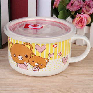 Zhutu fat donglai's same style instant noodle bowl and cup, microwaveable ceramic with lid, sealed and fresh-keeping bowl, college students' instant noodle bowl with handle, cute bear 2