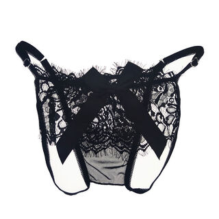 49 yuan 3 pairs of french bow hollow sexy underwear women's lace transparent quick-drying thong seamless briefs black