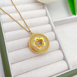 Mhfdo999 bengal red gold ancient method new chinese style diamond filigree peace buckle pendant hollow disc chopin chain + diamond filigree peace old fengxiang quality