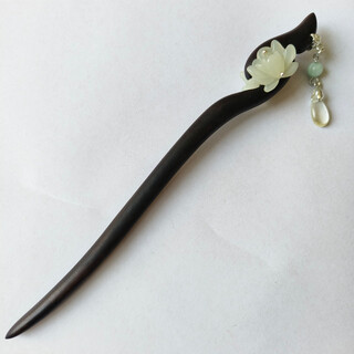 Double-sided ebony hairpin, ancient style tassel hairpin, hairpin, hairpin, hairpin, double-sided ebony hairpin, about 18 cm