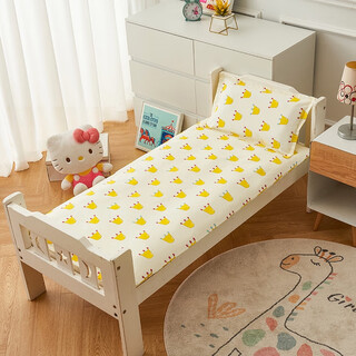 Customized pure cotton fabric quilt cover, cushion cover, mattress cover, kindergarten baby and children's cover, cotton bedding three-piece set, small yellow crown 110x60cm