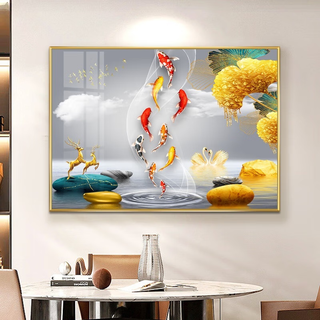 Meter box decorative painting 2025 new modern minimalist restaurant hanging painting switch box opening blocking artifact mural koi chengxiang 40*30 (accommodating horizontal length 30*vertical height 20) hanging style