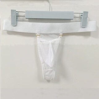 Buffny men's underwear high-cut breathable fine mesh thong u-convex comfortable mesh sexy t-pants white 2xl