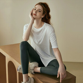 Jia miao loose quick-drying sports t-shirt yoga wear women's summer short-sleeved pilates training fitness tops large size blouse white s