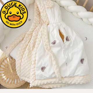 G.duckkids baby cloak, autumn and winter outdoor windproof and warm baby hooded quilt, winter thickened children's coat, big bear, one size fits all, recommended for 0-5 years old, one size fits all