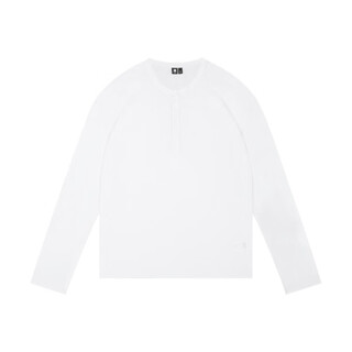 Dondup long-sleeved casual henley collar t-shirt simple white thin bottoming shirt heavy button polo top for men and women white s