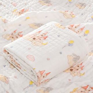 Half-woven peach baby bath towel, type a pure cotton gauze bath towel, soft absorbent newborn blanket, newborn baby bath blanket, doll castle, 6 layers of gauze 110*110cm, baby universal square towel