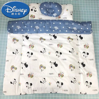 Disney brand newborn baby pure cotton quilt, mattress and pillow three-piece set for spring, autumn and winter, soft quilt and bedding, mickey ab fully washed silk cotton three-piece set 100*100--55*100