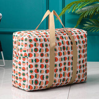 Clothes clothes bag quilt handbag large duffel bag moving packing bag small size 50*36*18 lined double layer strawberry