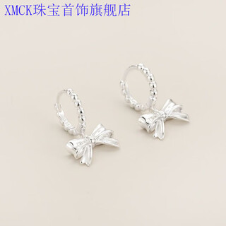 Xmck old phoenix 999 pure silver 2025 new bow earrings fashionable japanese and korean design earrings temperament versatile 925 silver bow pearl earrings