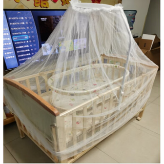 Goodbaby (gb) mc306 crib, solid wood (comes with cradle + mosquito net), splicable large bed, left in stock, can sit and lie down, mc306