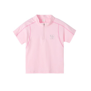 Princess yuanyuan 2025 summer new product girls' slim-fitting breathable casual cycling sports stand-up collar top for little girls sakura pink 110 cm