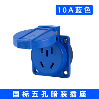 Five-hole two-three plug waterproof distribution box industrial socket outdoor covered and rain-proof 5-hole 10a power socket box 220v conventional 5-hole concealed socket (blue 1)