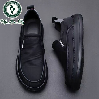Woodpecker canvas shoes for men in summer 2025 new versatile casual lightweight ice silk breathable lazy one-legged old beijing cloth shoes black cloth shoes collection and purchase priority delivery 42