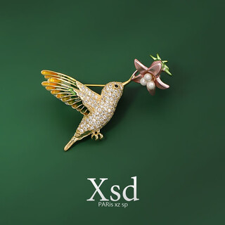 Quamer kingfisher brooch high-end women's exquisite enamel painted suit coat brooch brooch light luxury versatile ins gold