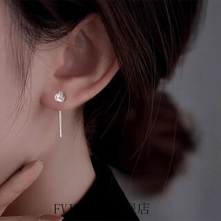 Fvip old phoenix 999 pure silver ruyi knot tassel ear wire women's 2025 ear chain light luxury niche short earrings ruyi knot ear wire large pair