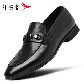 Red dragonfly men's shoes business leather breathable soft sole formal leather shoes men's slip-on loafers wla350621 black 41