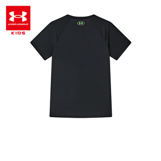 Under armor children's short-sleeved t-shirt printed casual t-shirt boys summer loose breathable training round neck top black 160