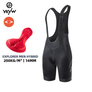 Ykywbike double arrow cycling pants men's summer road cycling 200 density cushion bib shorts black 2xl