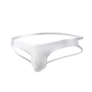 Banfi double thong men's ice silk summer ultra-thin breathable transparent thin tight thin strap thong underwear low waist white m