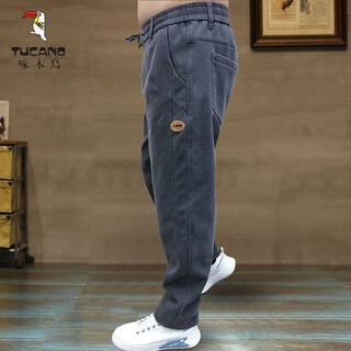 啄木鸟（TUCANO）大码男工装牛仔裤春秋新款休闲卫裤男宽松胖力抗撕裂男士长裤 灰色 弹力【单件装】 2XL 建议130-145斤