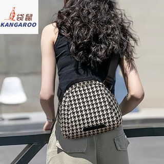 Kangaroo small bag 2025 new shell bag versatile canvas bag women's bag fashionable lightweight single shoulder crossbody bag chest bag black houndstooth