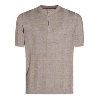 Brunello cucinelli luxury men's henley neck knitted polo brown 20 | 52 it