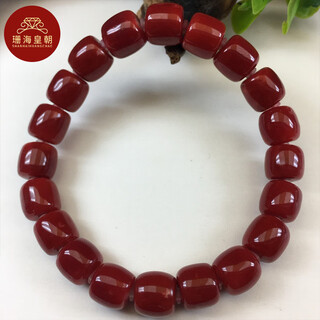 Shanhai dynasty boutique ox-blood red japanese akko coral drum bead bracelet single circle bracelet high-end jewelry gift without repair