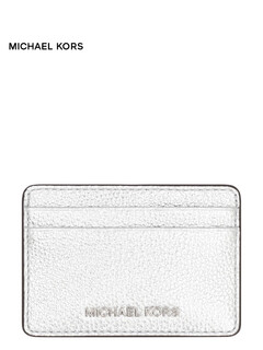 Michael kors luxury women's pebbled calf card case silver one size