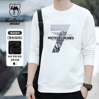 Western camel (vancamel) sweatshirt men's round neck autumn long-sleeved t-shirt men's trendy student loose casual bottoming shirt white s l
