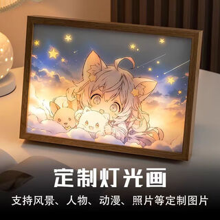 Shiniao multifunctional mirror light painting 2025 new decorative painting night light can be customized birthday gift diy girl love high-end customization (any picture is acceptable) 6-inch mirror charging model