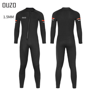 Ouzo new 1.5mm wetsuit men's one-piece cold and warm wetsuit surfing suit jellyfish suit winter swimsuit black bcm2002-b m