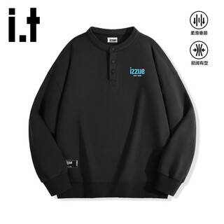 Izzue it american heavyweight sweatshirt men's spring and autumn hooded henry collar half cardigan top men's trendy spring and autumn jacket