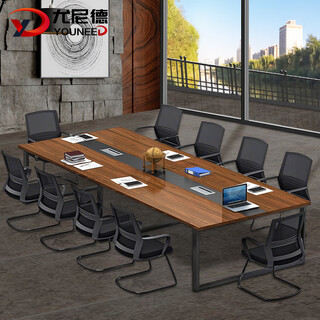 Union conference table long table simple modern rectangular conference room office furniture large and small conference negotiation table and chair combination 2.4*1.2 meters conference table (can seat 8-10 people)