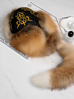 Weishiyou grassland ethnic style fox fur lei feng hat embroidered mongolian hat men and women winter ear protection warm leather sn9004 red fox true color