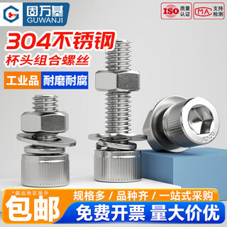 Guwanji 304 stainless steel hexagon socket screws and nuts set complete bolt screw gasket combination large national standard accessories m3*23 (60 sets)