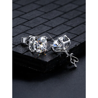 Nilan fat donglai same style pt950 platinum moissanite earrings pt950 classic bull head four claw moissanite 18k gold ears 18k gold 6 carats*2 a pair of 12 carats in total