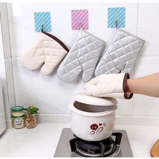 Uoso value thickened cotton microwave oven gloves anti-slip anti-scalding high temperature insulation gloves oven baking anti-scalding gloves 1 thickened cotton