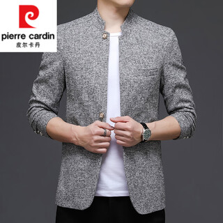 Pierre cardin spring and autumn thin stand collar new chinese style jacket men's korean suit mao jacket casual national fashion spring mao suit 8021 light gray xl (175)