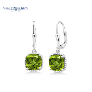 Gem stone king colorful gemstone earrings for women summer 925 silver inlaid with 4.9 carat green peridot earrings classic ins trend