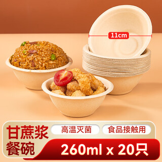 Blue natural disposable bowl natural sugar cane pulp biodegradable paper bowl 260ml (pack of 20) picnic camping supplies tableware