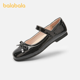 Balabala shopping mall same style children's princess shoes ballet style shoes mirror girls' shoes 2025 autumn new style black 90001 28 (foot length 16.8-17.2/inner length 18.4)