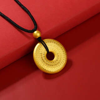 Fat donglai same style gold peace buckle ancient method pendant gold men and women gold 999 gold peace buckle sanskrit necklace buddha hanging gold peace buckle + ancient method beads black rope / gold heavy appointment