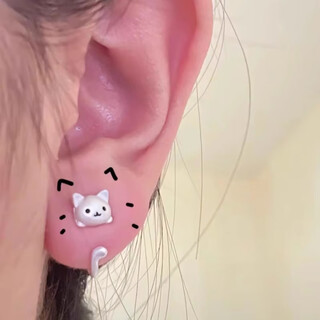 Cute kitten earrings for women niche design high-end light luxury earrings 2025 new popular earrings cute cat tail earrings 1 pair