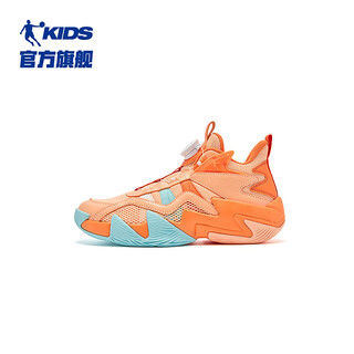 Jordan children's basketball shoes big children's spring and autumn knob buckle sports shoes boys' shoes shimmer orange/sun orange 35