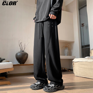 Clor straight sweatpants men's spring and autumn men's sports casual trousers loose versatile machete pants cl81 black 2xl